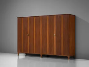 Paolo Buffa Wardrobe with Walnut Grissinato Front and Brass Accents