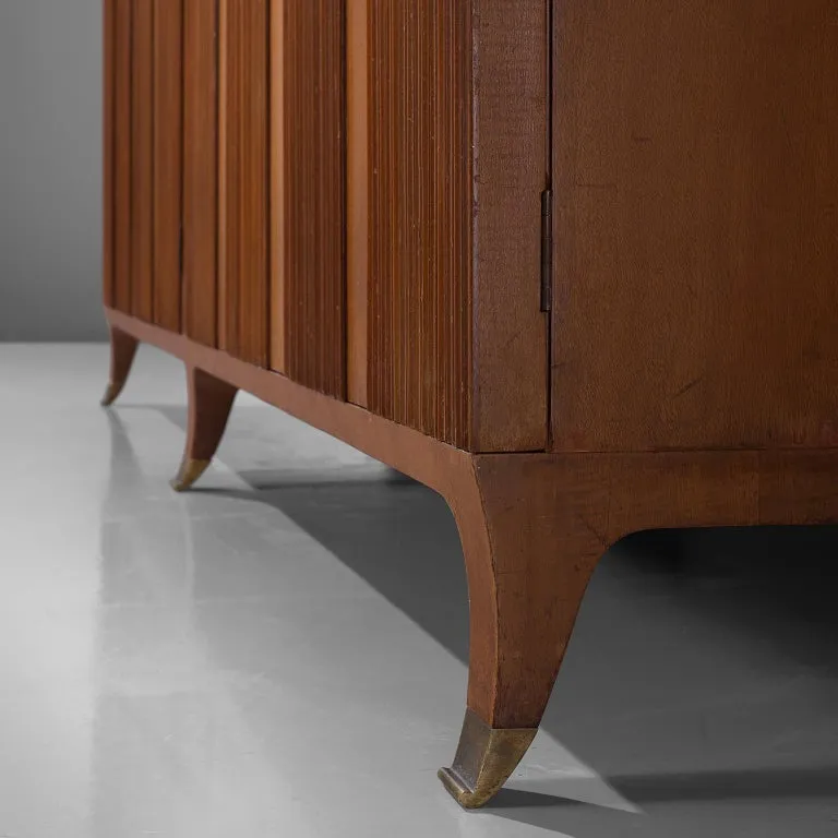 Paolo Buffa Wardrobe with Walnut Grissinato Front and Brass Accents