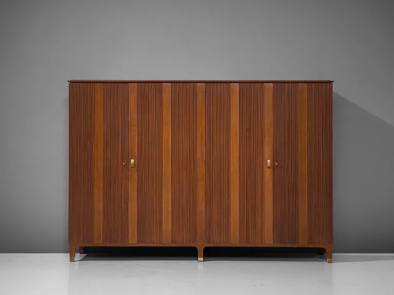 Paolo Buffa Wardrobe with Walnut Grissinato Front and Brass Accents