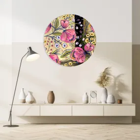 Pink Poppy Flowers Printed Mirror Acrylic Circles