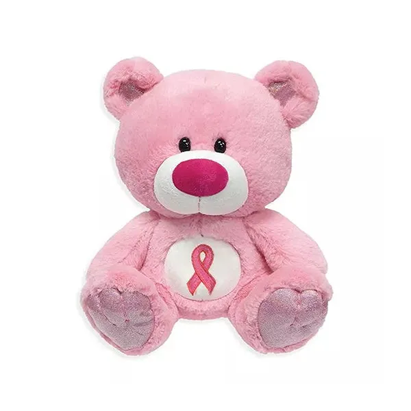 Pink Ribbon Plush Teddy Bear and Plush Throw Blanket Set