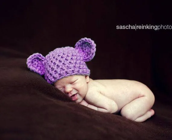 Purple Newborn Teddy Bear Hat