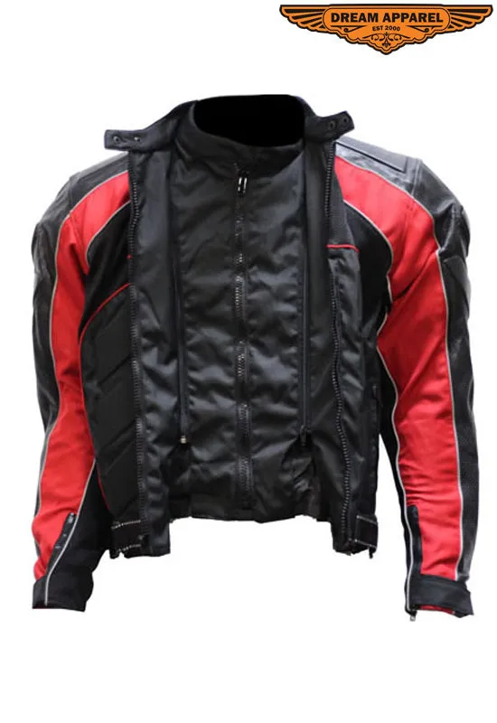 Red Mens Jacket With 1 Piece Panel For Patches