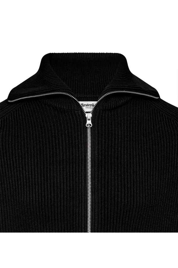 Resteröds Full-Zip Knit Pullover Black