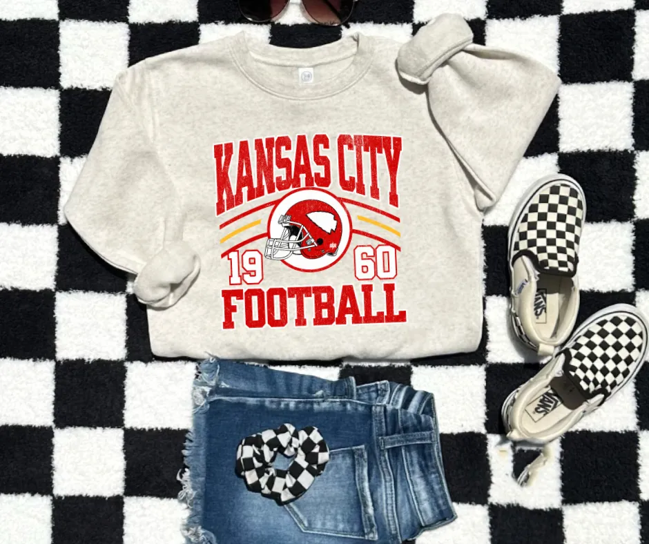 Retro Kansas City Football 1960 Helmet Ash/Natural Sweatshirt