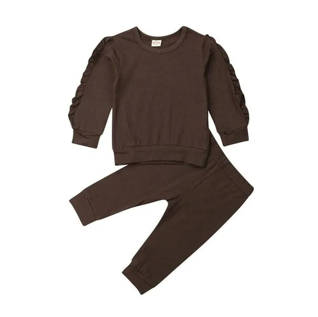 Ruffles Sweatshirt   Pants Clothing Set