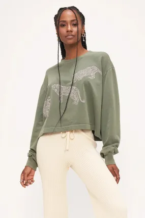 Sage Leopard Boxy Sweatshirt