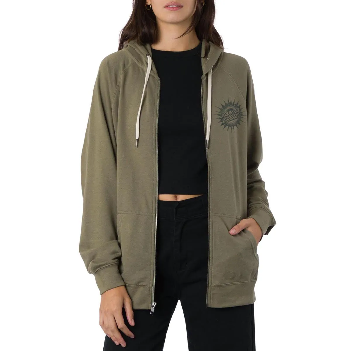 Santa Cruz Womens Ornate Dot Zip Up Hoodie - Olive