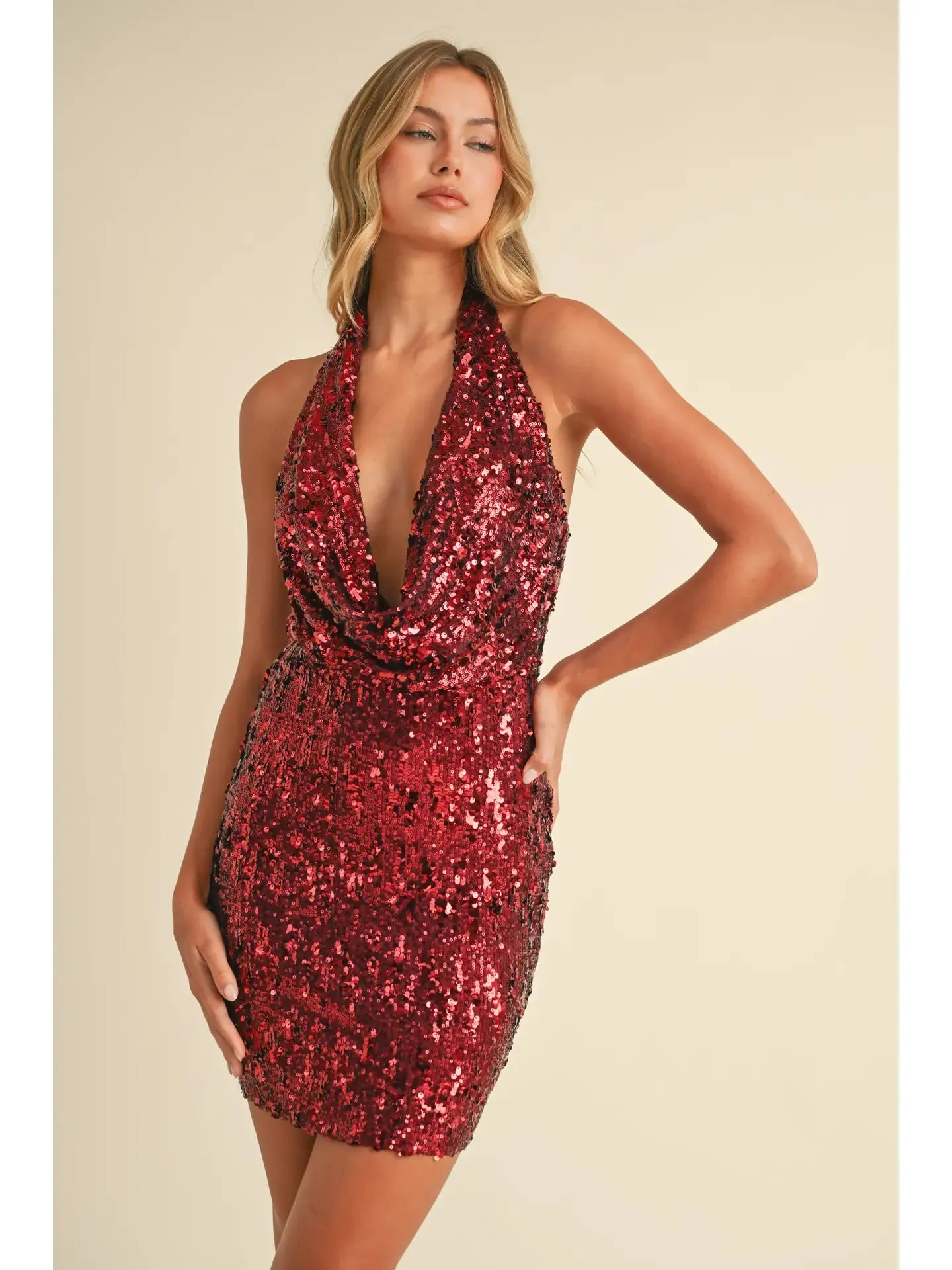 Sequin Halter Mini Dress