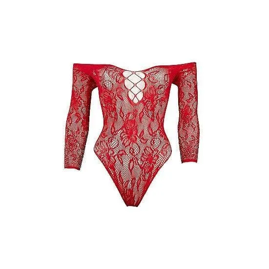 Shots Le Desir Wonder Rhinestone Crotchless Teddy Bodysuit Red