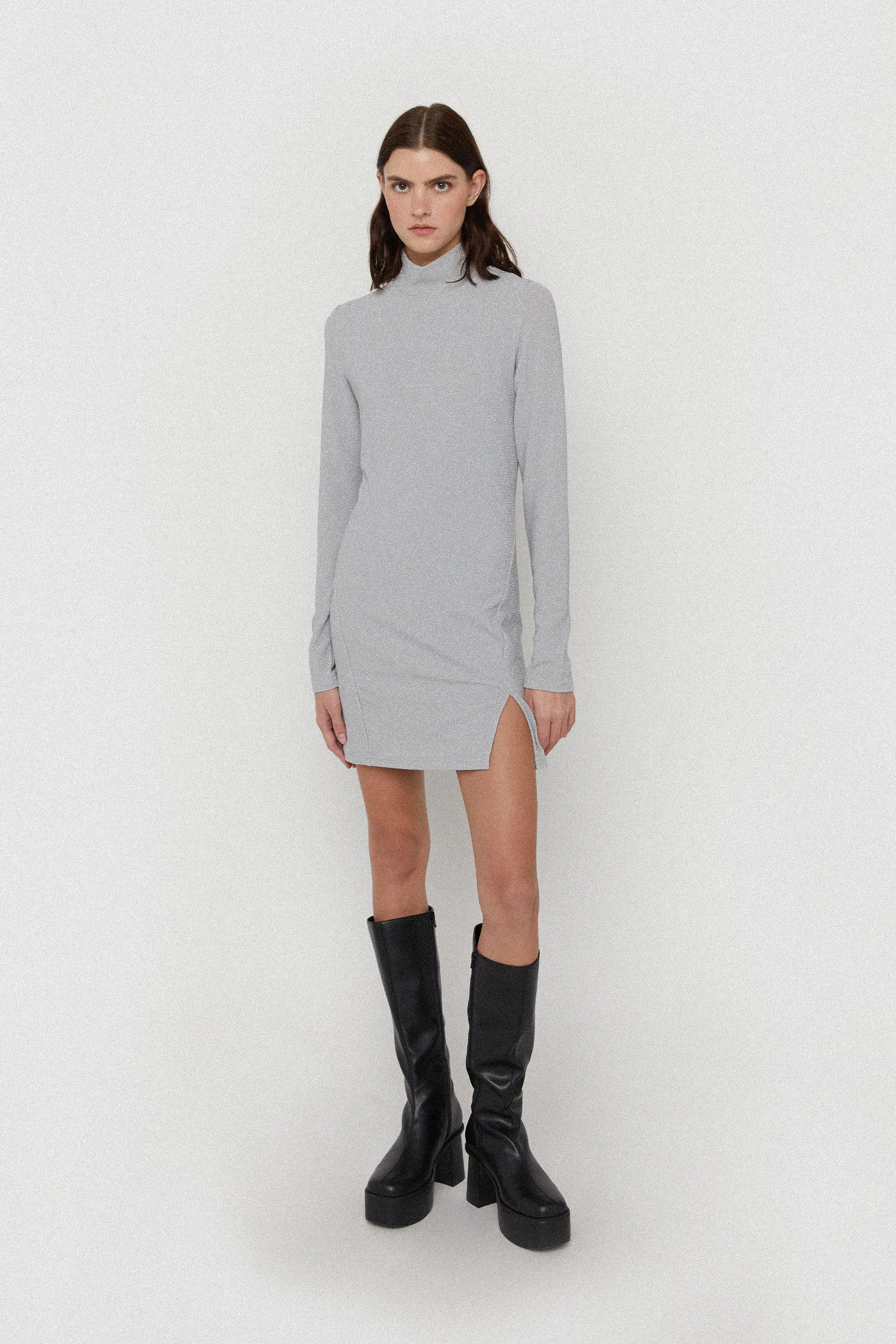 SPARKLY MOCKNECK MINI DRESS