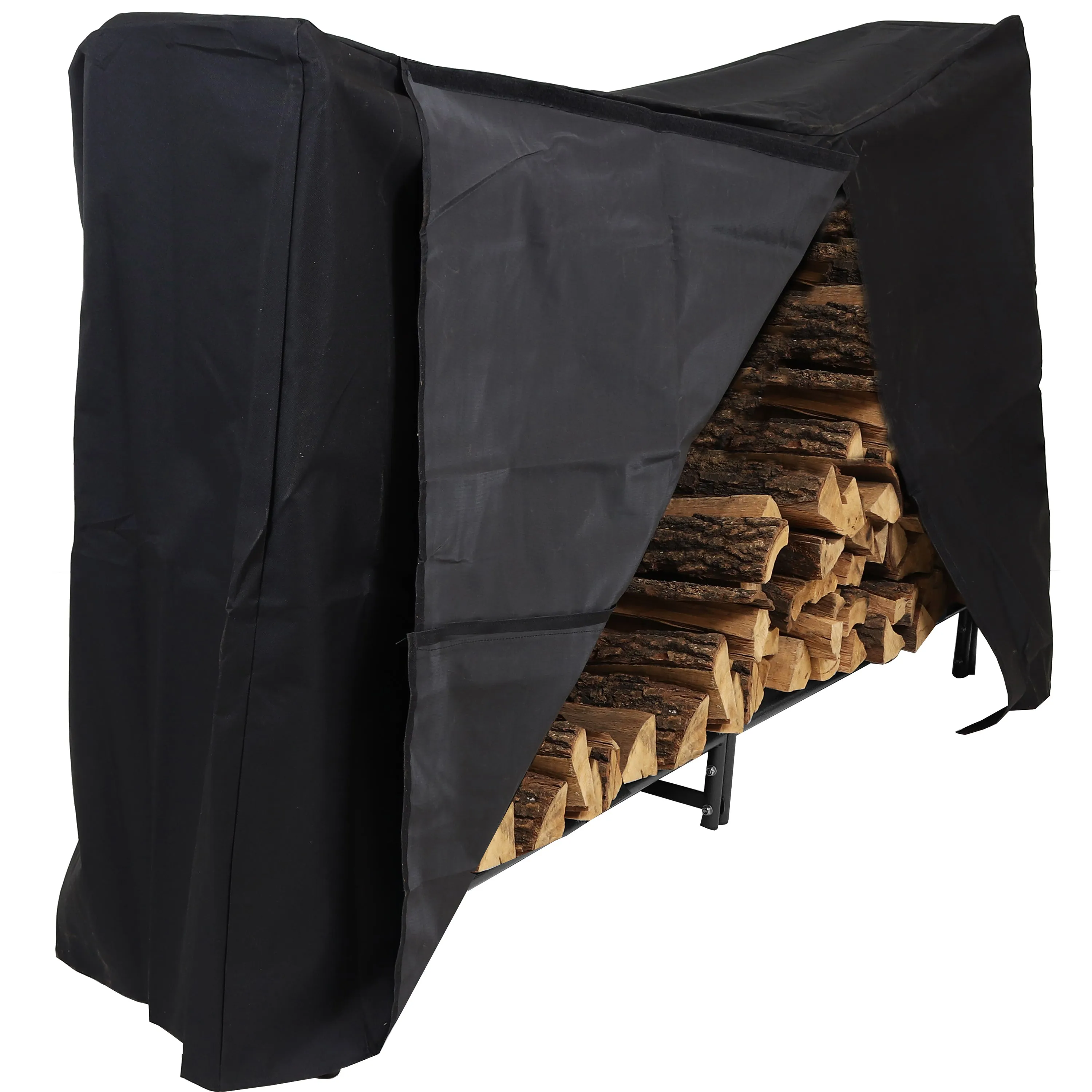 Sunnydaze 6' Fireplace Log Storage Rack and Cover Set