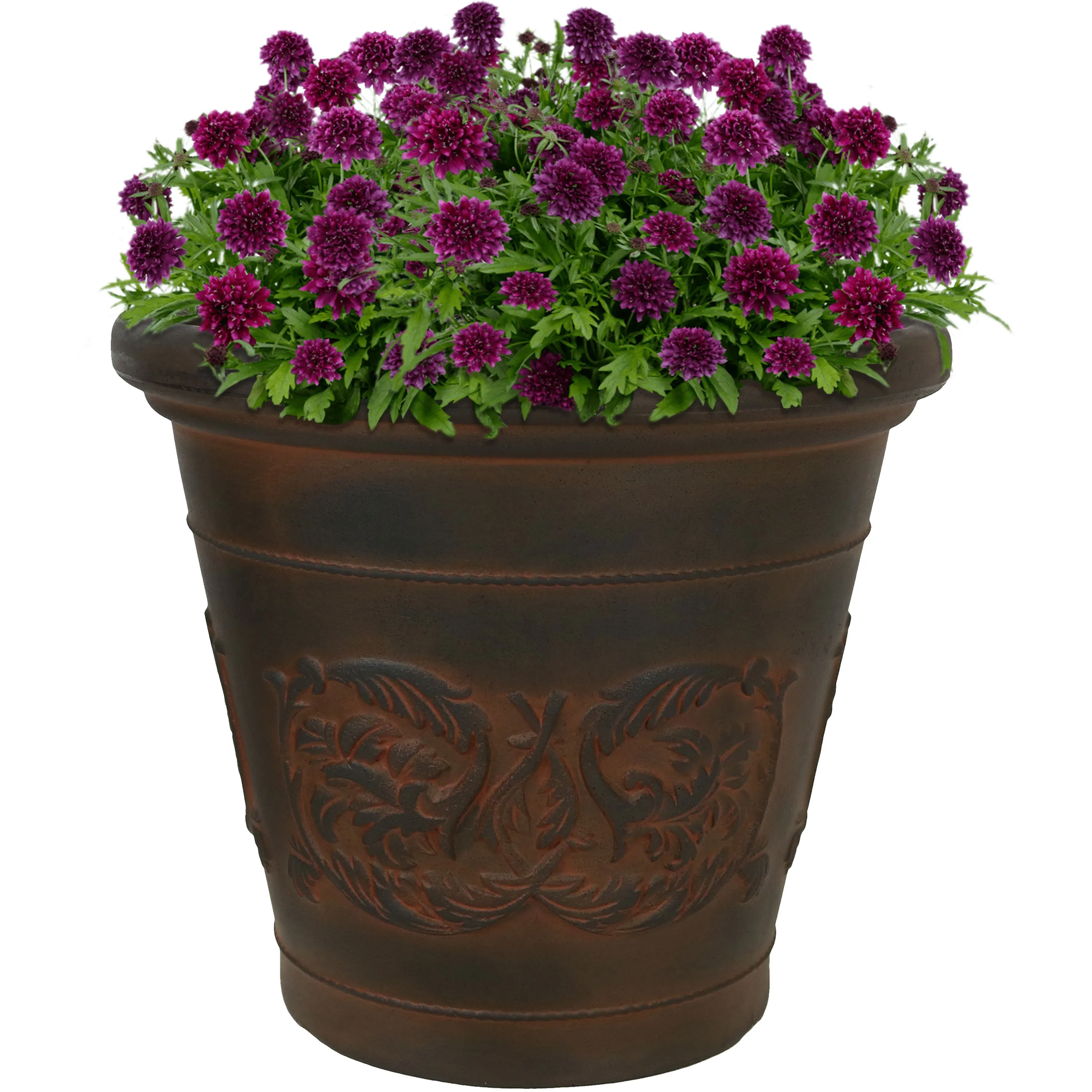 Sunnydaze Arabella Outdoor Resin Planter - Rust - 16"