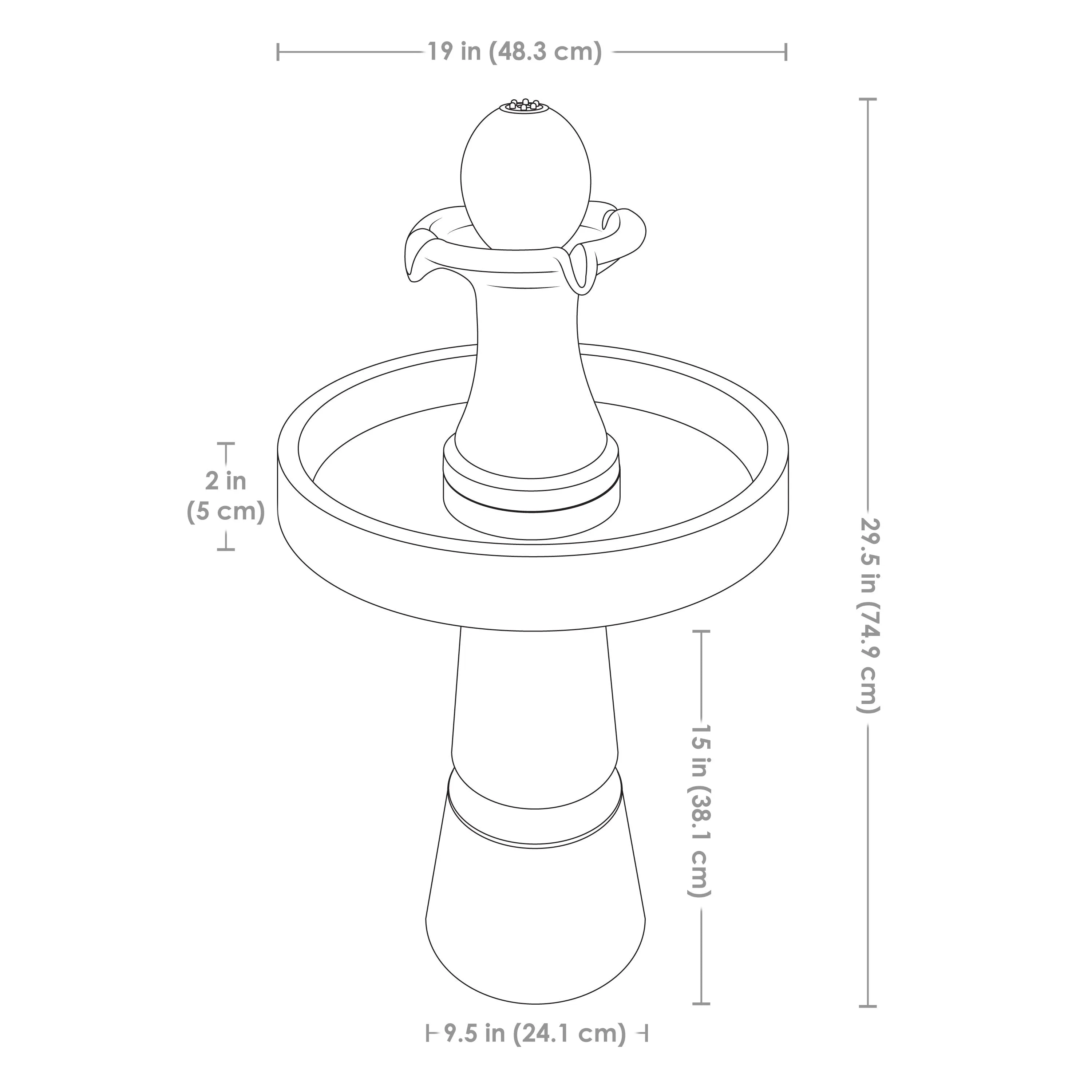 Sunnydaze Contemporary 2-Tone Outdoor Water Fountain with Light - 29.5"