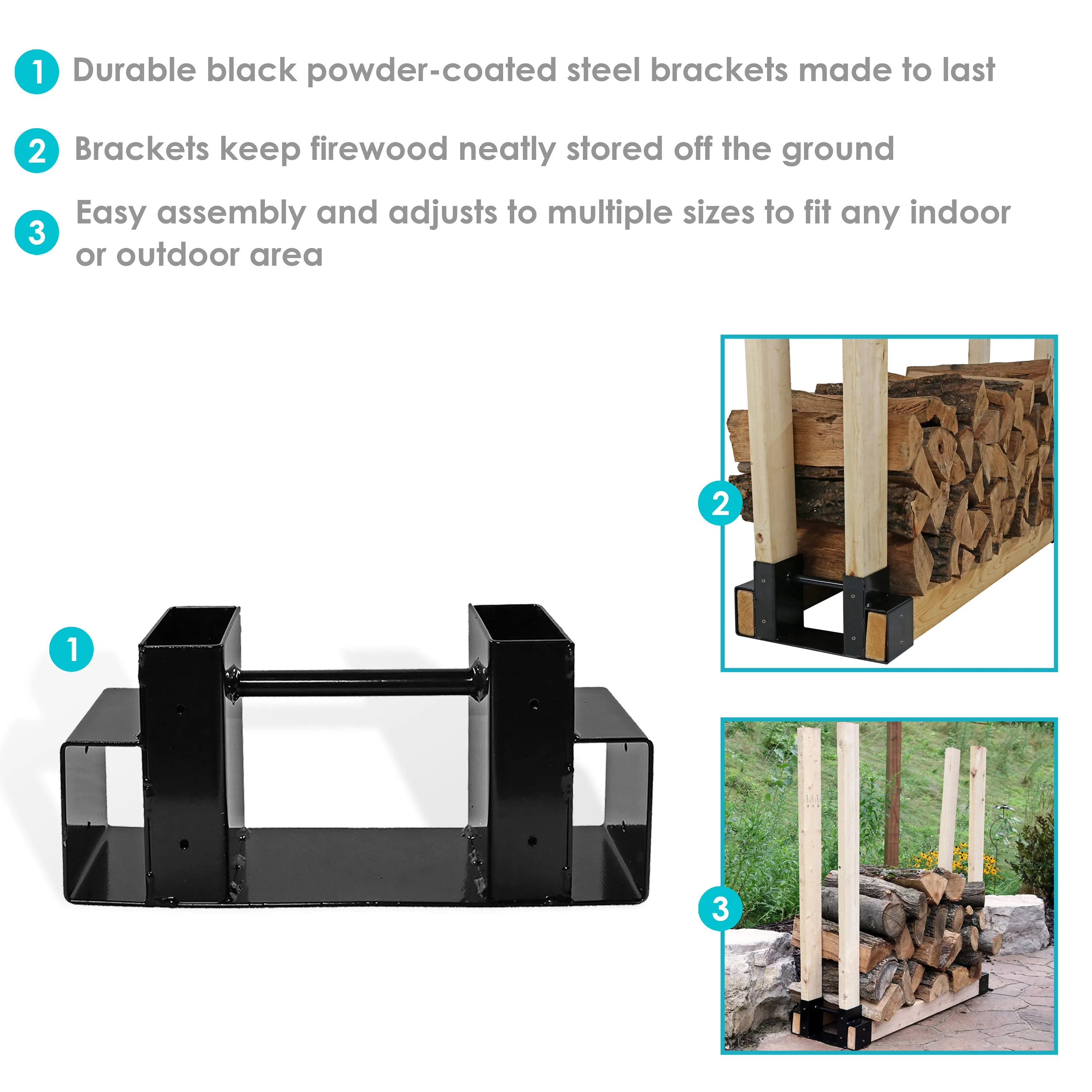 Sunnydaze Deluxe Firewood Log Rack Brackets