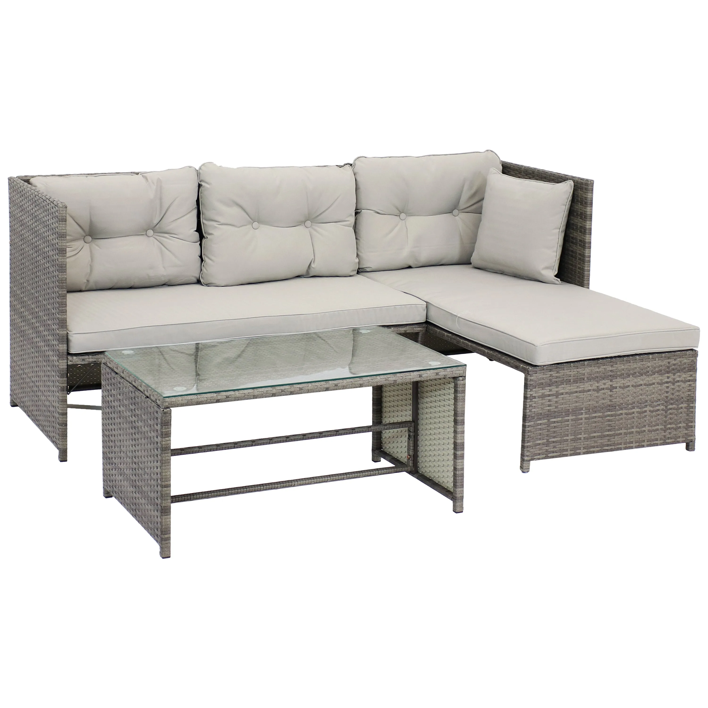 Sunnydaze Longford Outdoor Patio Sectional Sofa Set with Cushions