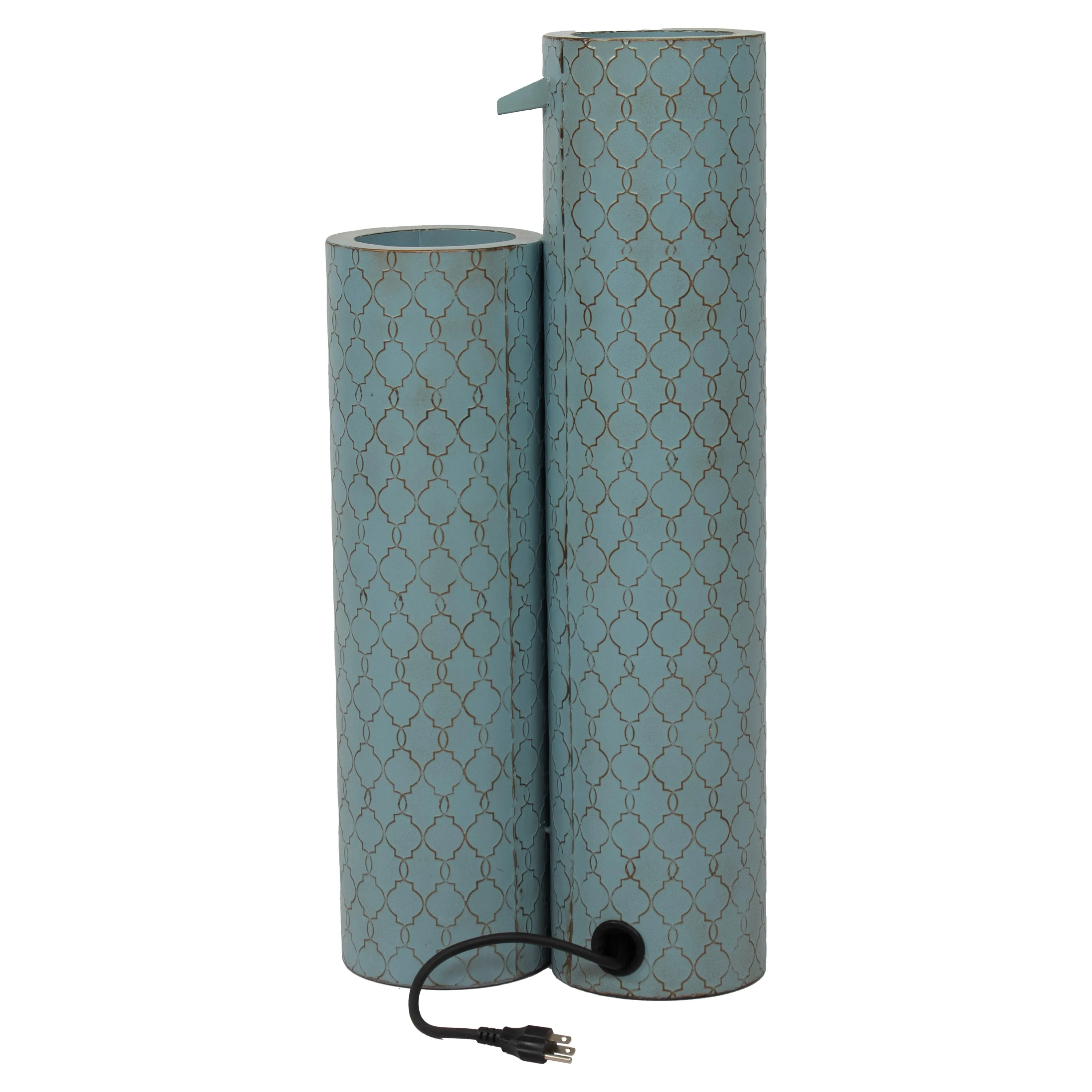 Sunnydaze Moroccan Trellis 3-Column Modern Outdoor Water Fountain - 27.5"