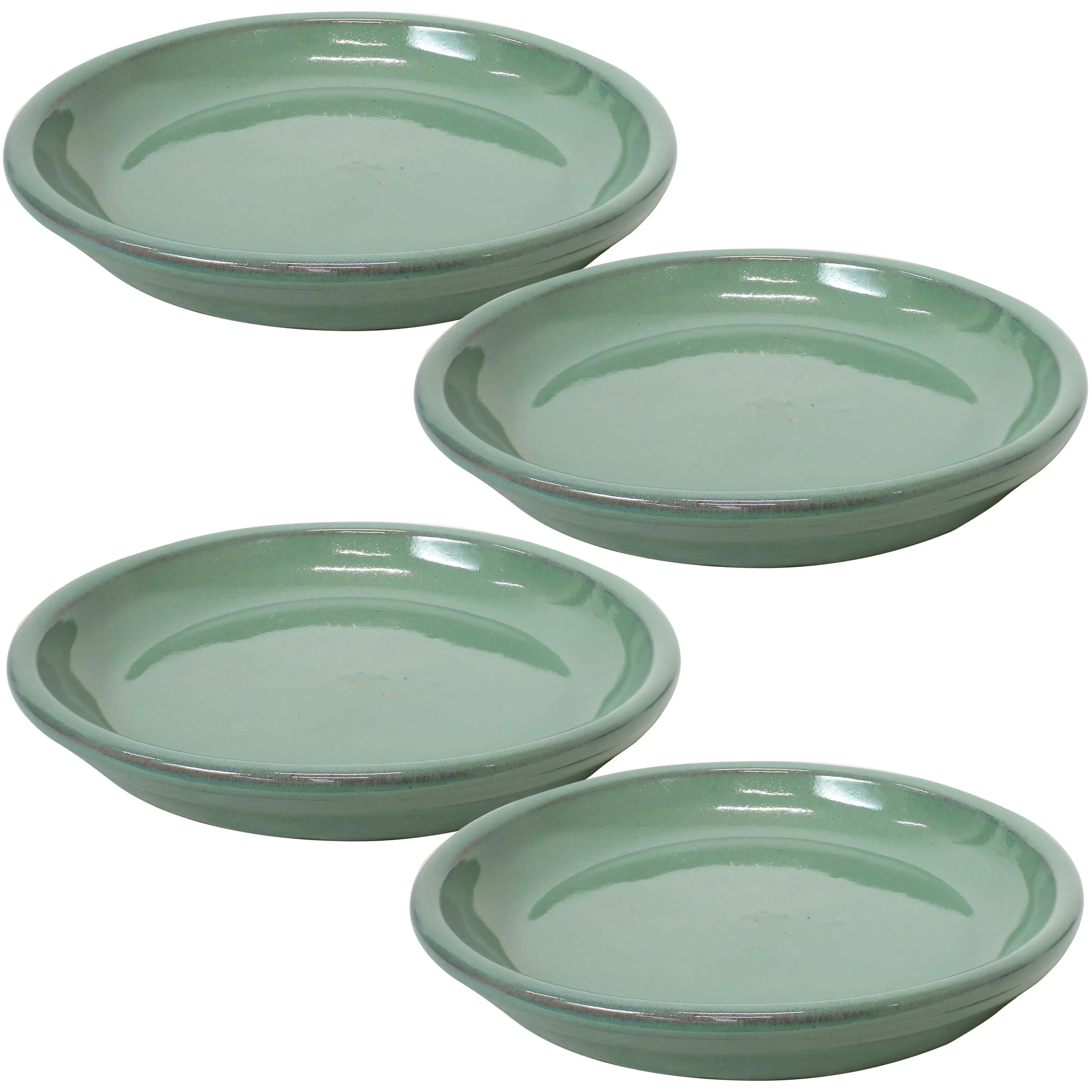 Sunnydaze Set of 4 Glazed Ceramic Planter Saucers