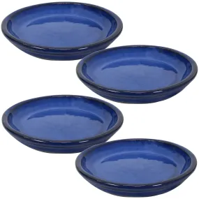 Sunnydaze Set of 4 Glazed Ceramic Planter Saucers