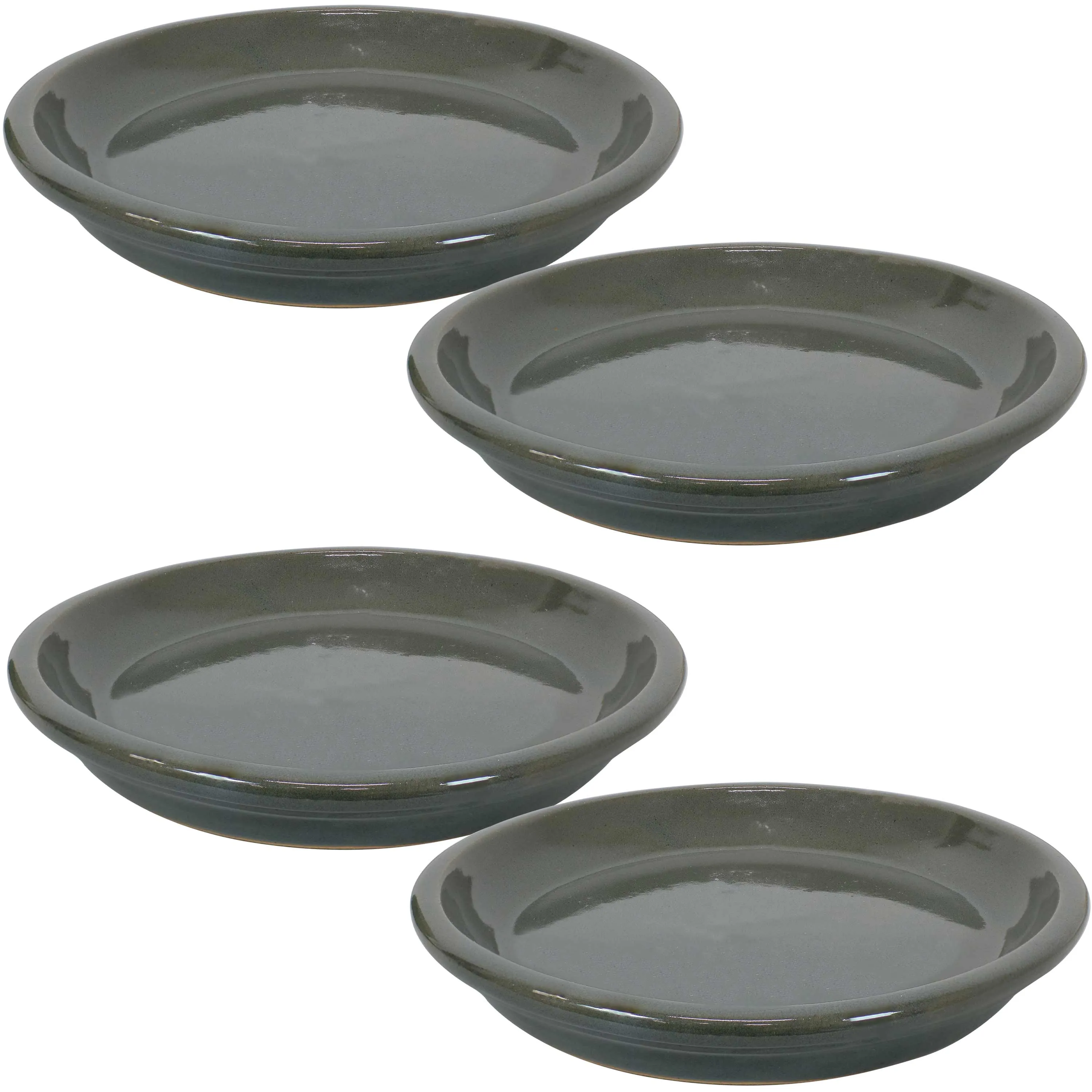 Sunnydaze Set of 4 Glazed Ceramic Planter Saucers