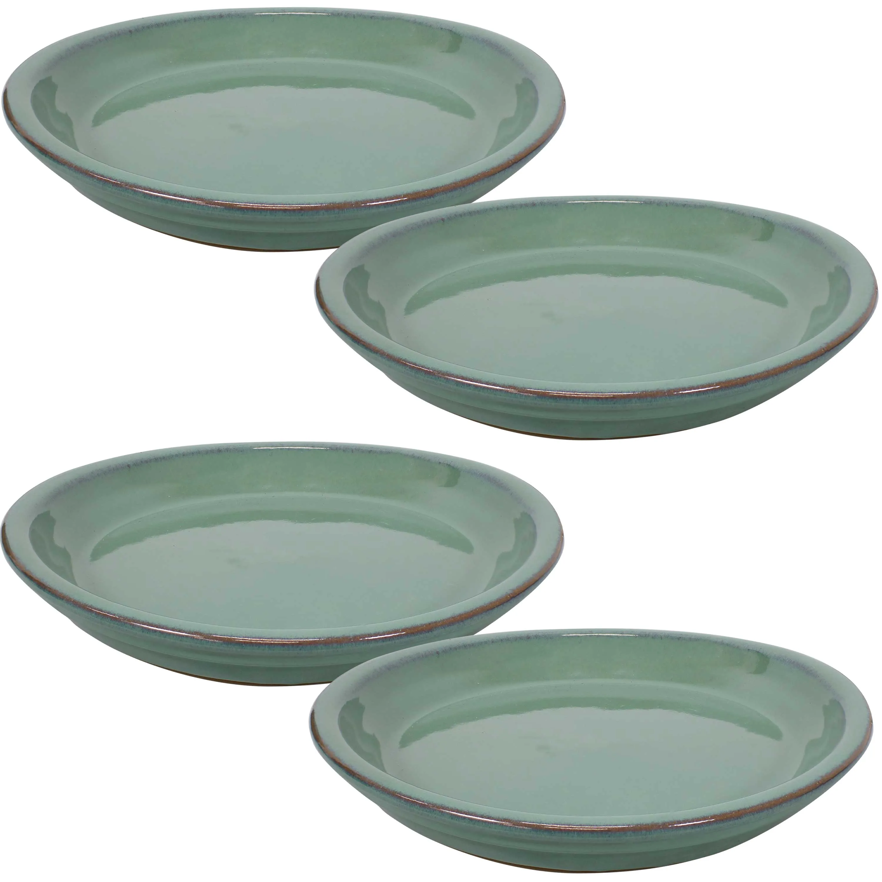 Sunnydaze Set of 4 Glazed Ceramic Planter Saucers