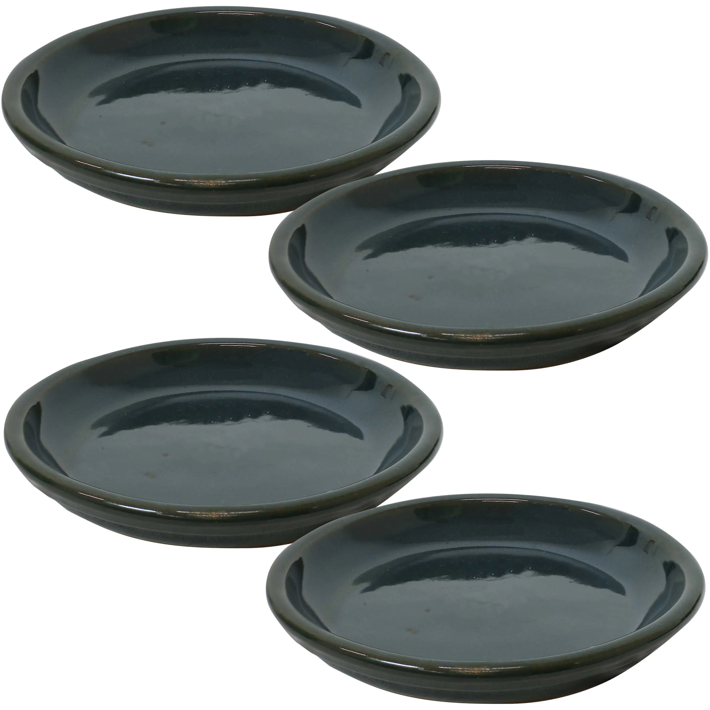 Sunnydaze Set of 4 Glazed Ceramic Planter Saucers