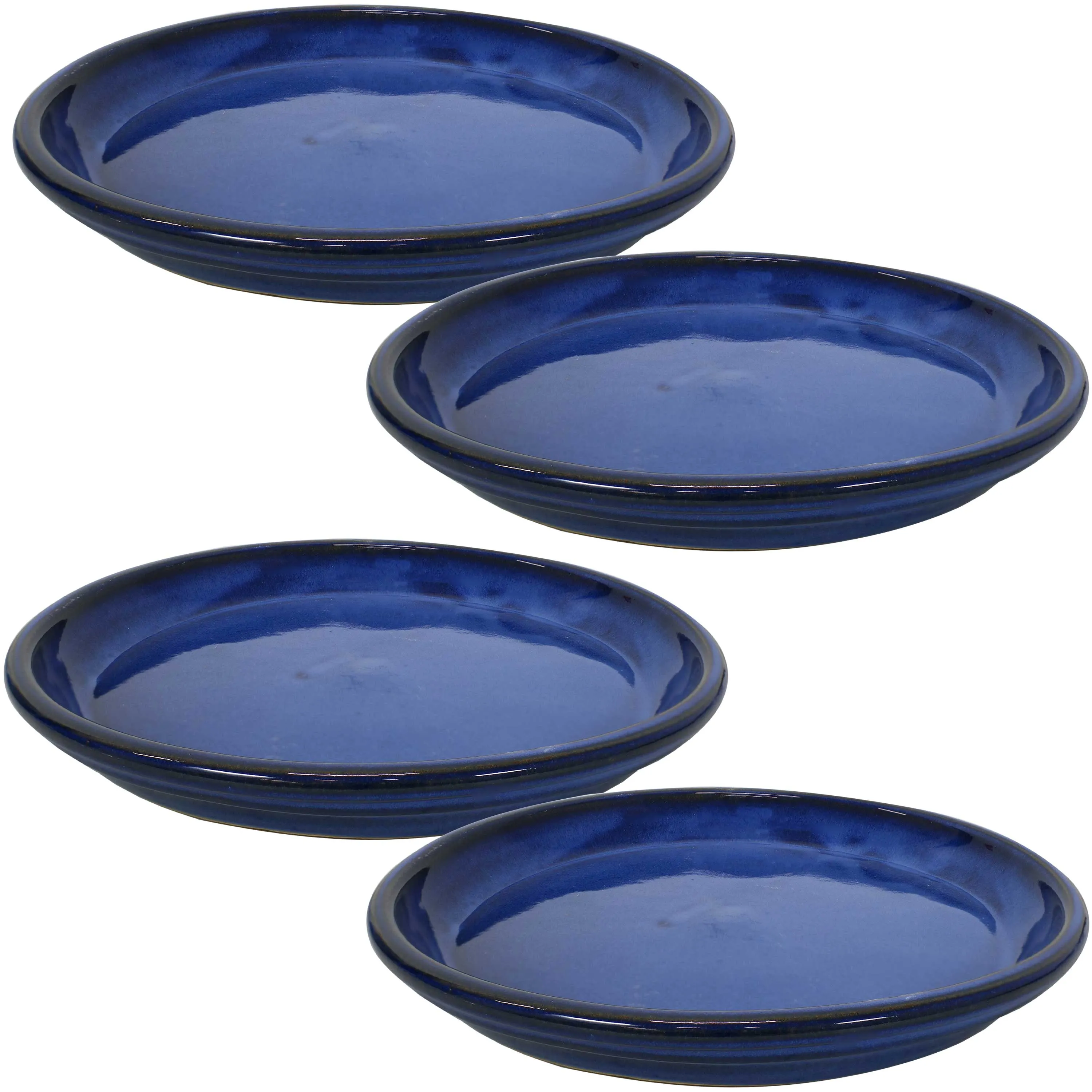 Sunnydaze Set of 4 Glazed Ceramic Planter Saucers