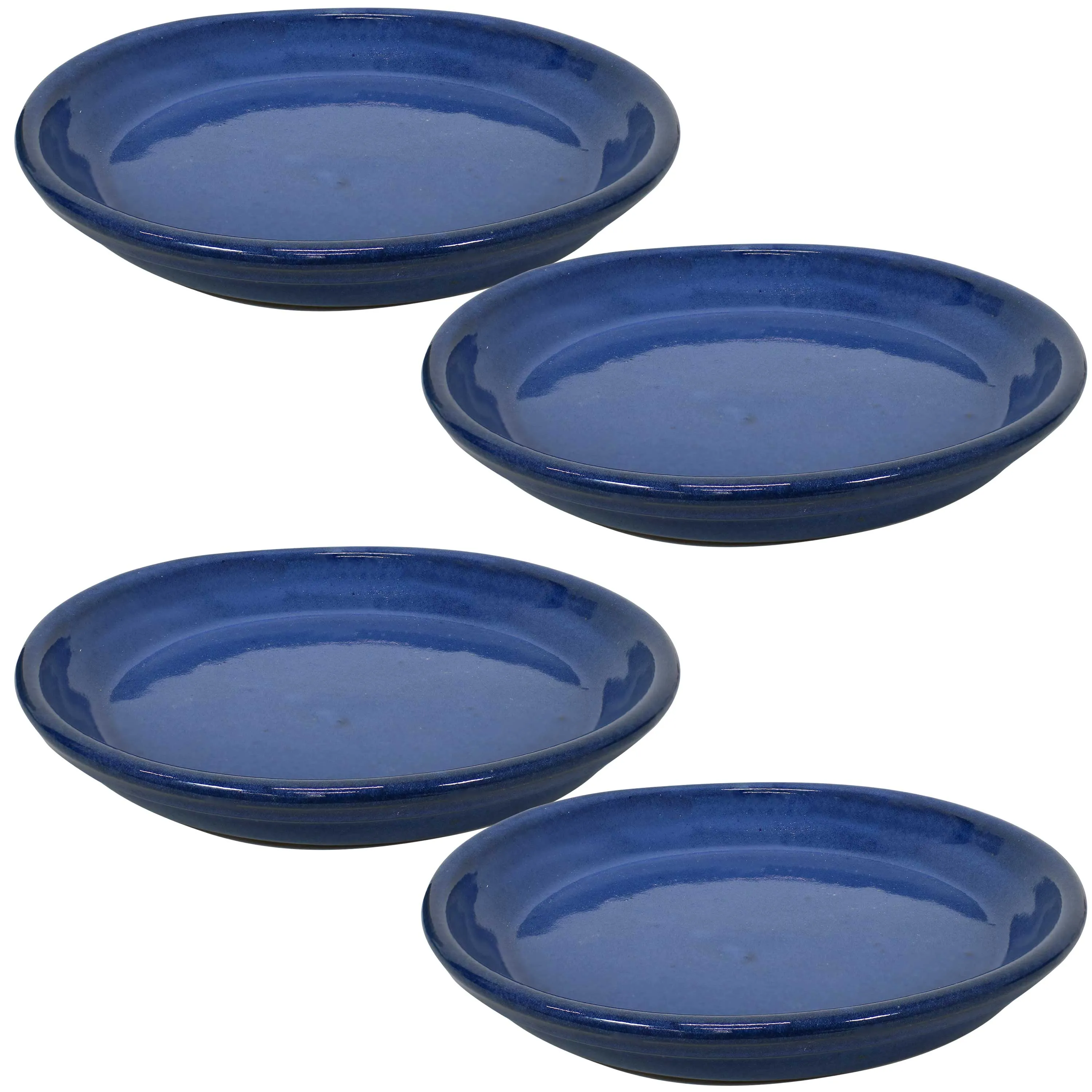 Sunnydaze Set of 4 Glazed Ceramic Planter Saucers