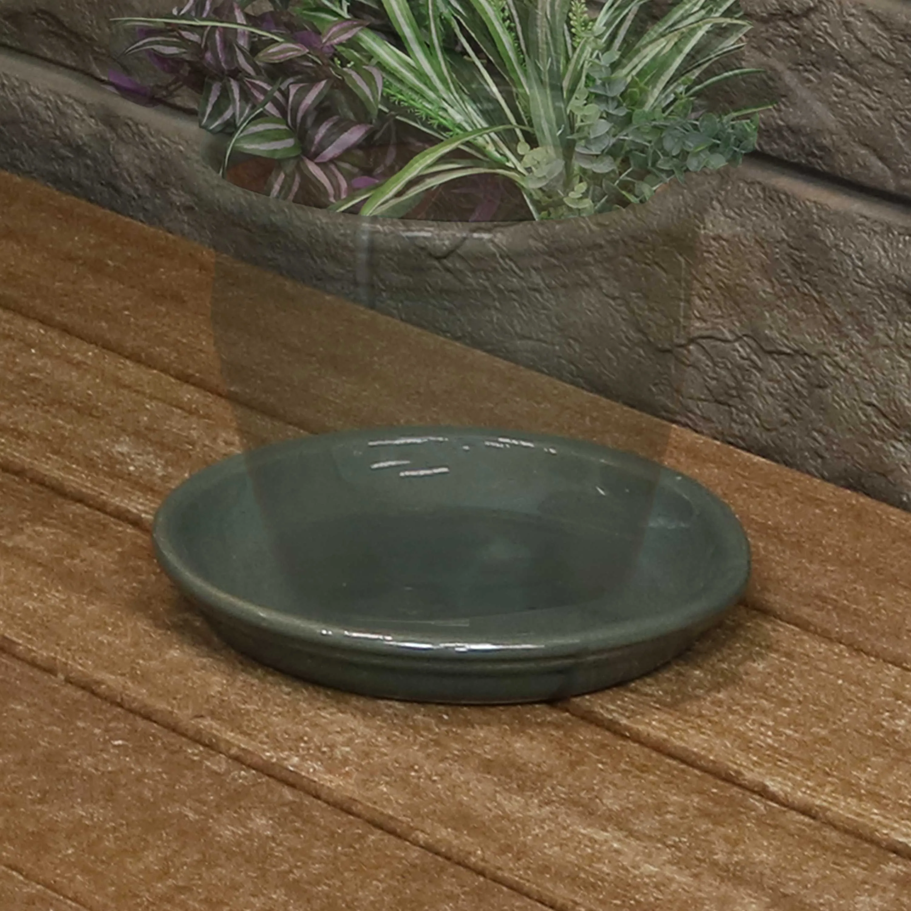 Sunnydaze Set of 4 Glazed Ceramic Planter Saucers