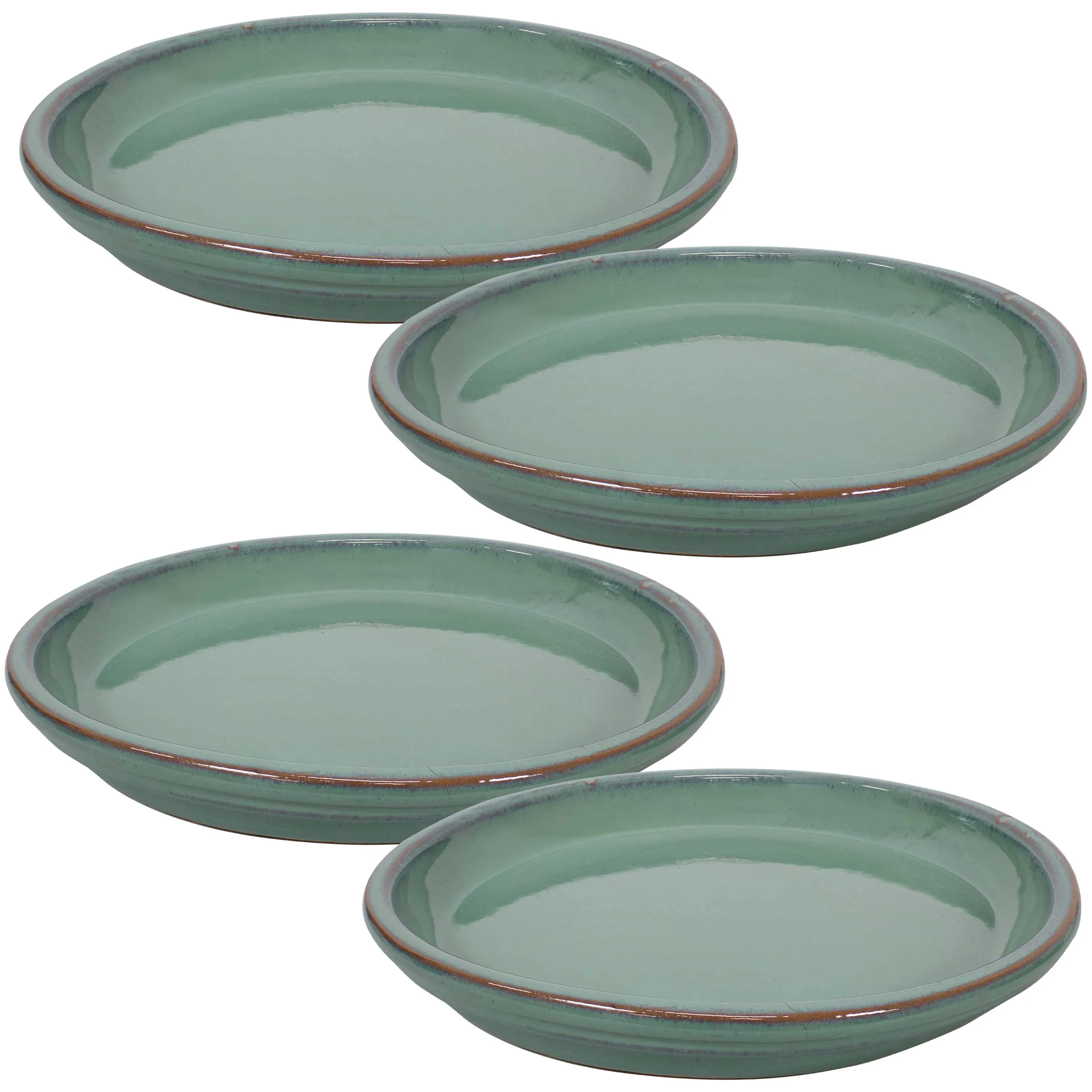 Sunnydaze Set of 4 Glazed Ceramic Planter Saucers