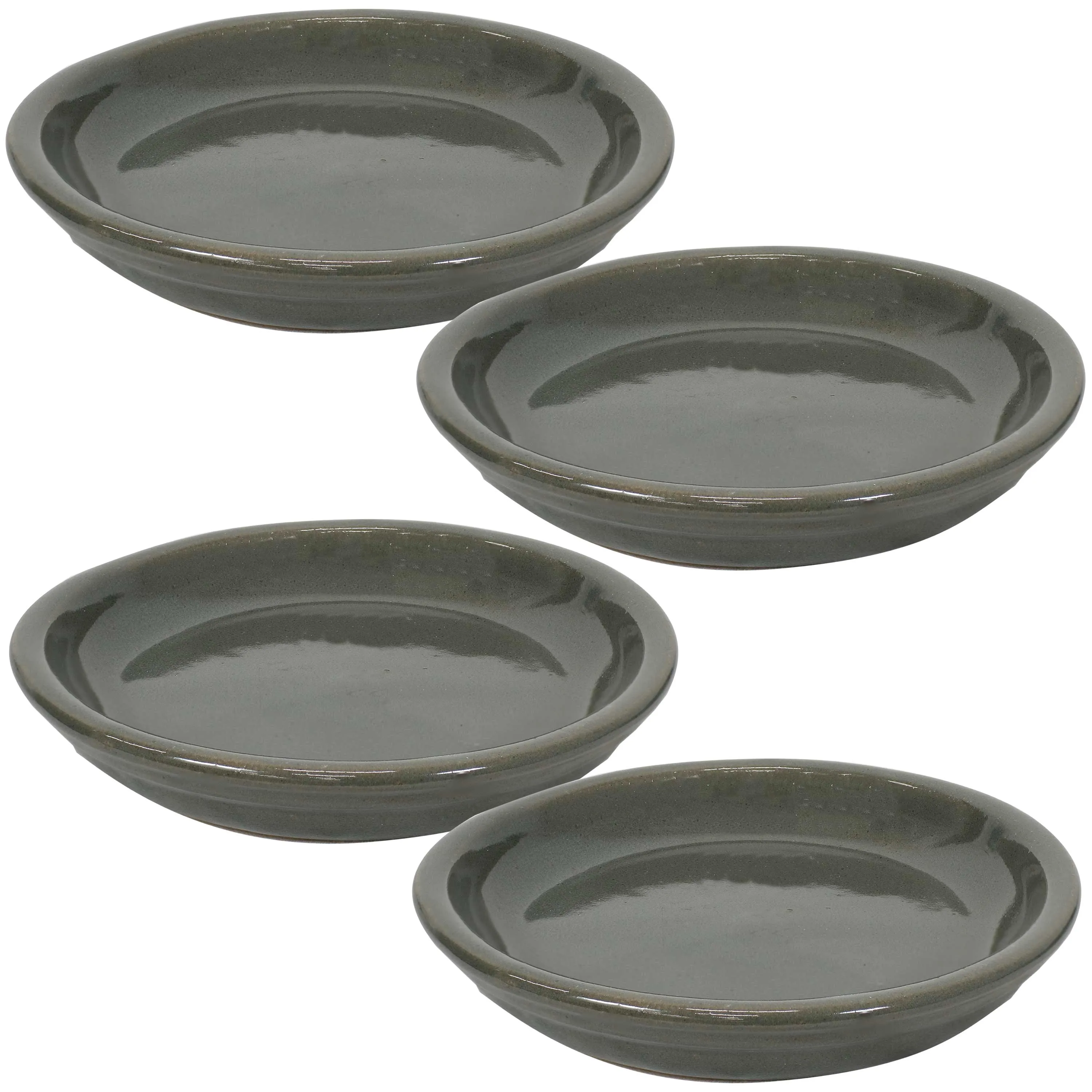 Sunnydaze Set of 4 Glazed Ceramic Planter Saucers