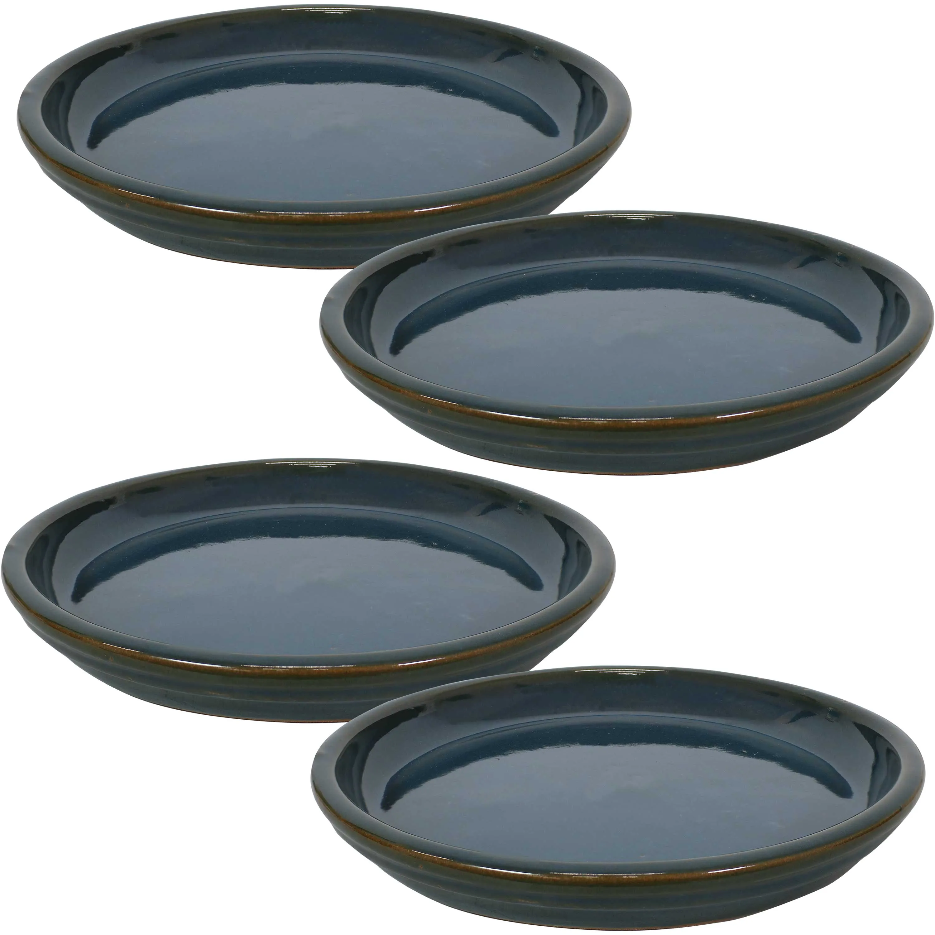 Sunnydaze Set of 4 Glazed Ceramic Planter Saucers