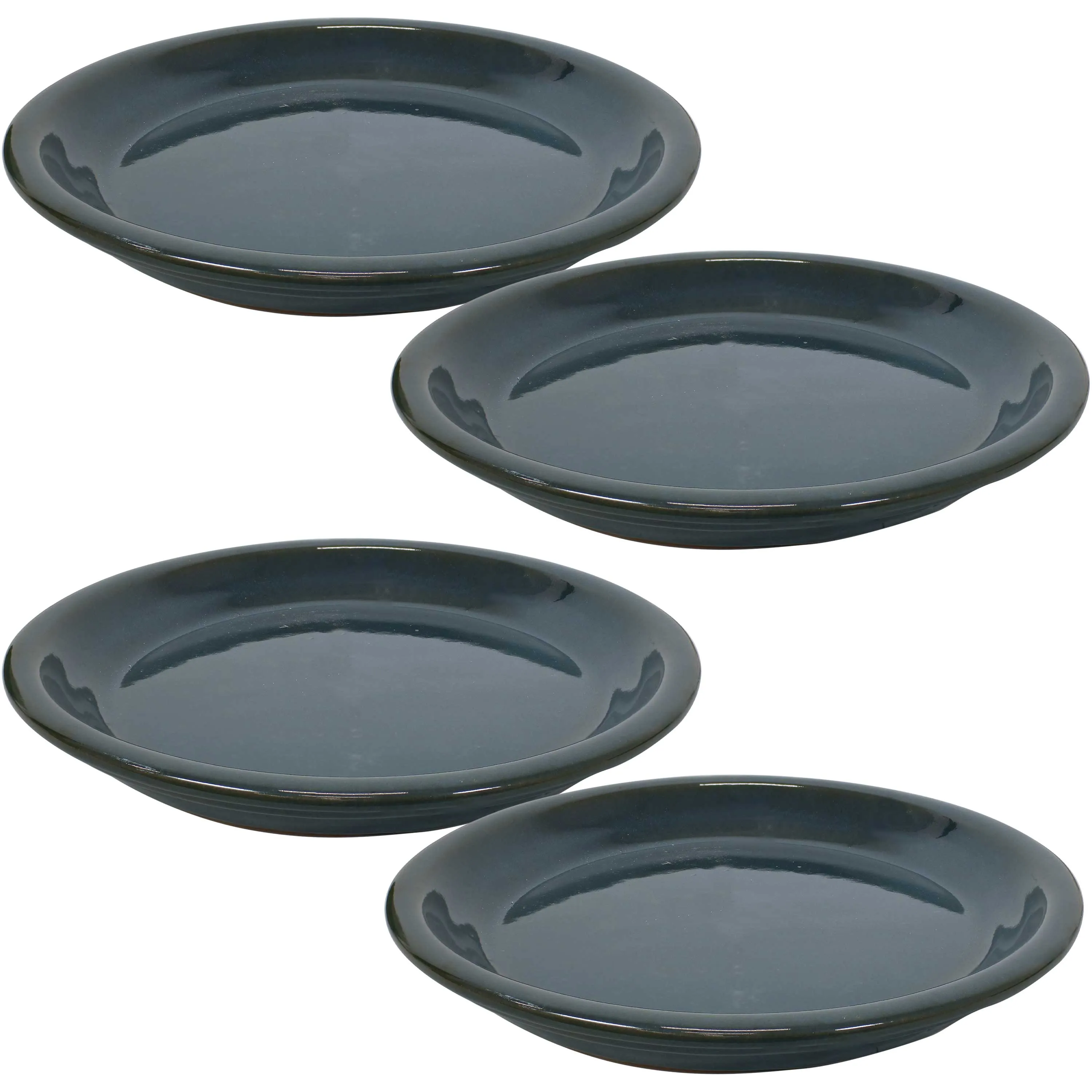 Sunnydaze Set of 4 Glazed Ceramic Planter Saucers