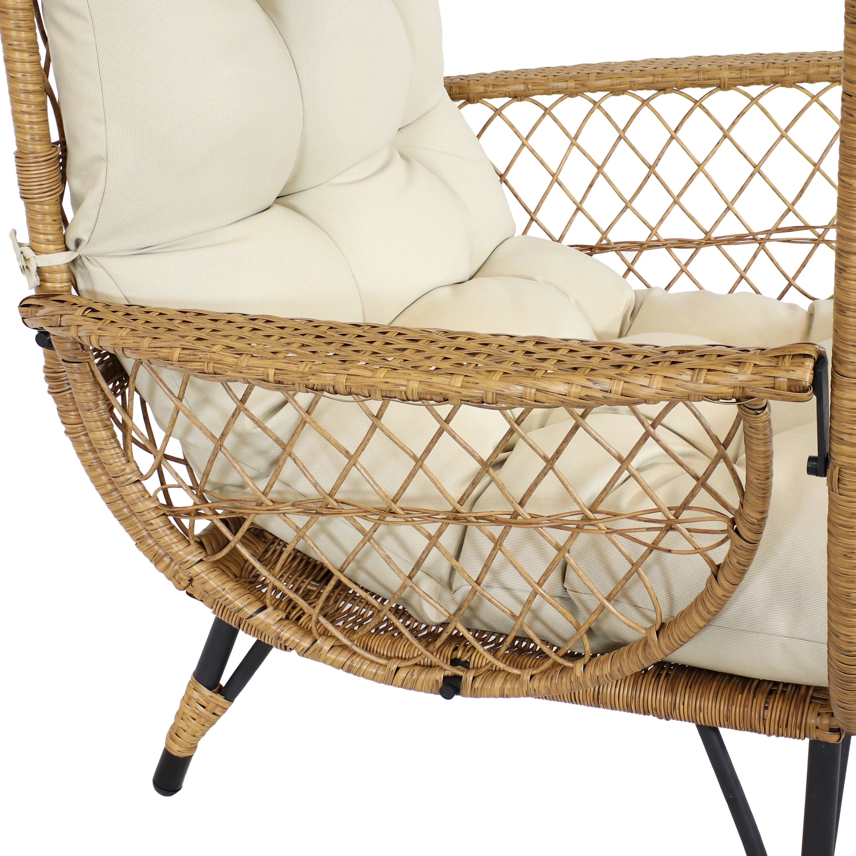 Sunnydaze Shaded Comfort Wicker Outdoor Egg Chair with Legs - 56.5" H