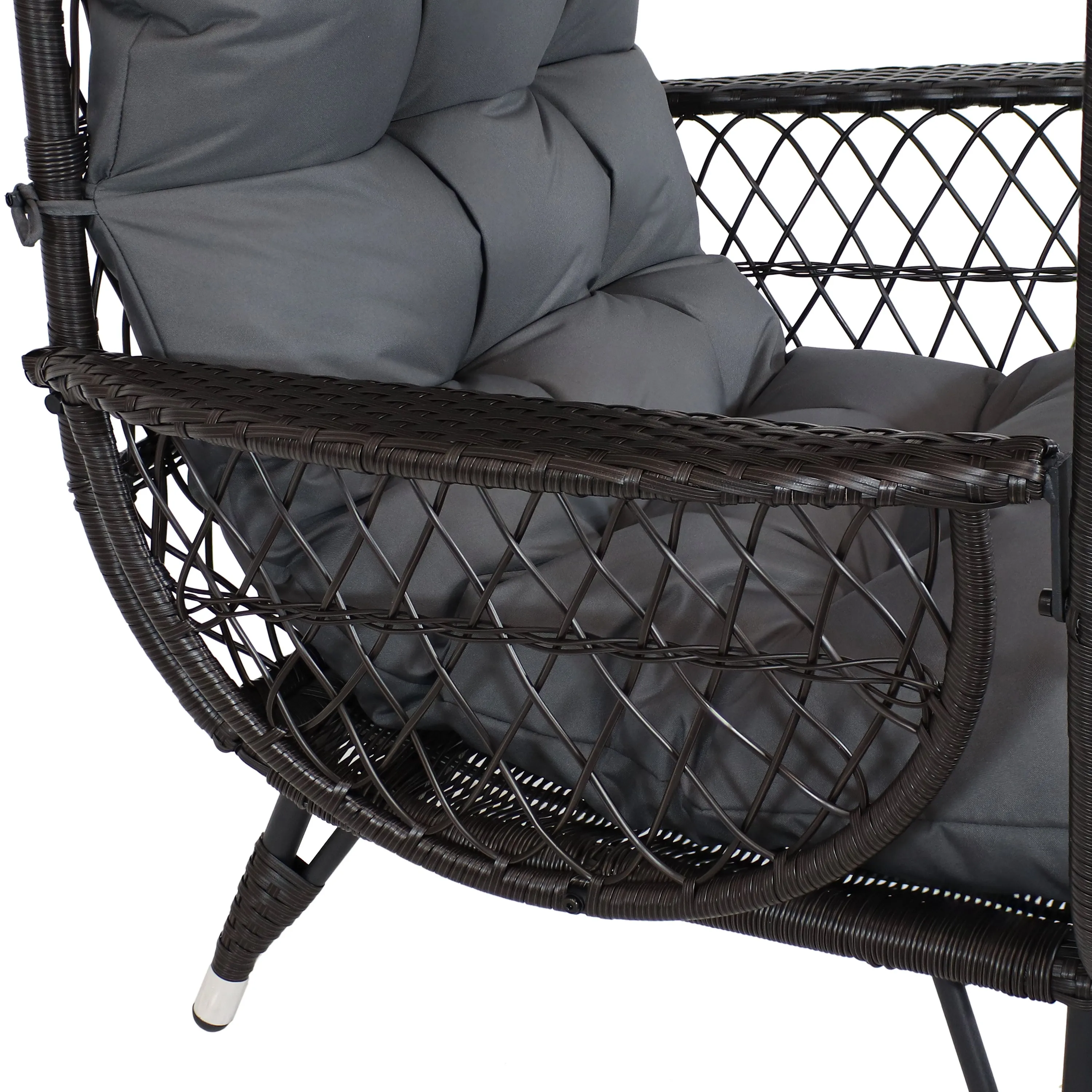 Sunnydaze Shaded Comfort Wicker Outdoor Egg Chair with Legs - 56.5" H