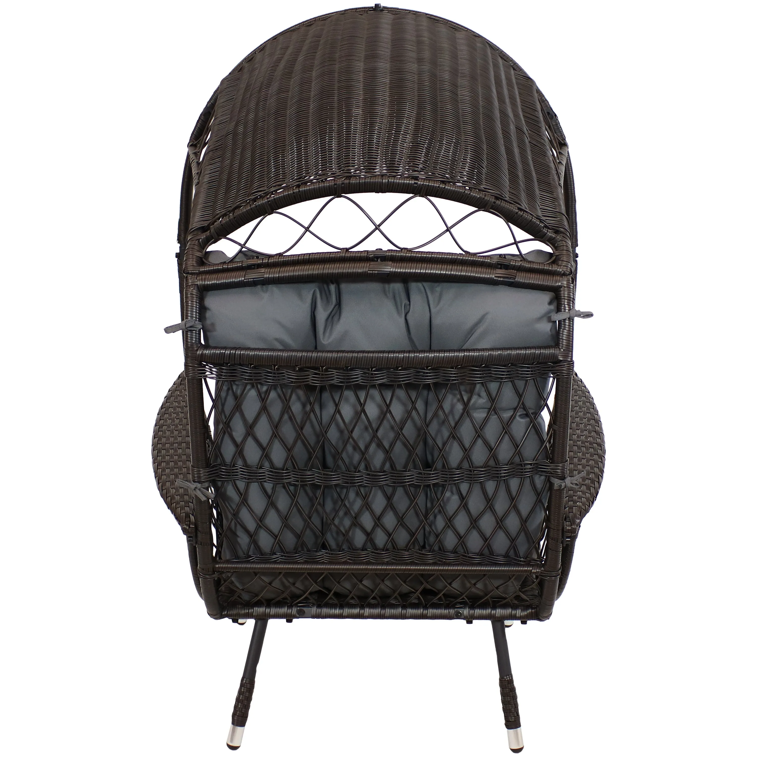 Sunnydaze Shaded Comfort Wicker Outdoor Egg Chair with Legs - 56.5" H