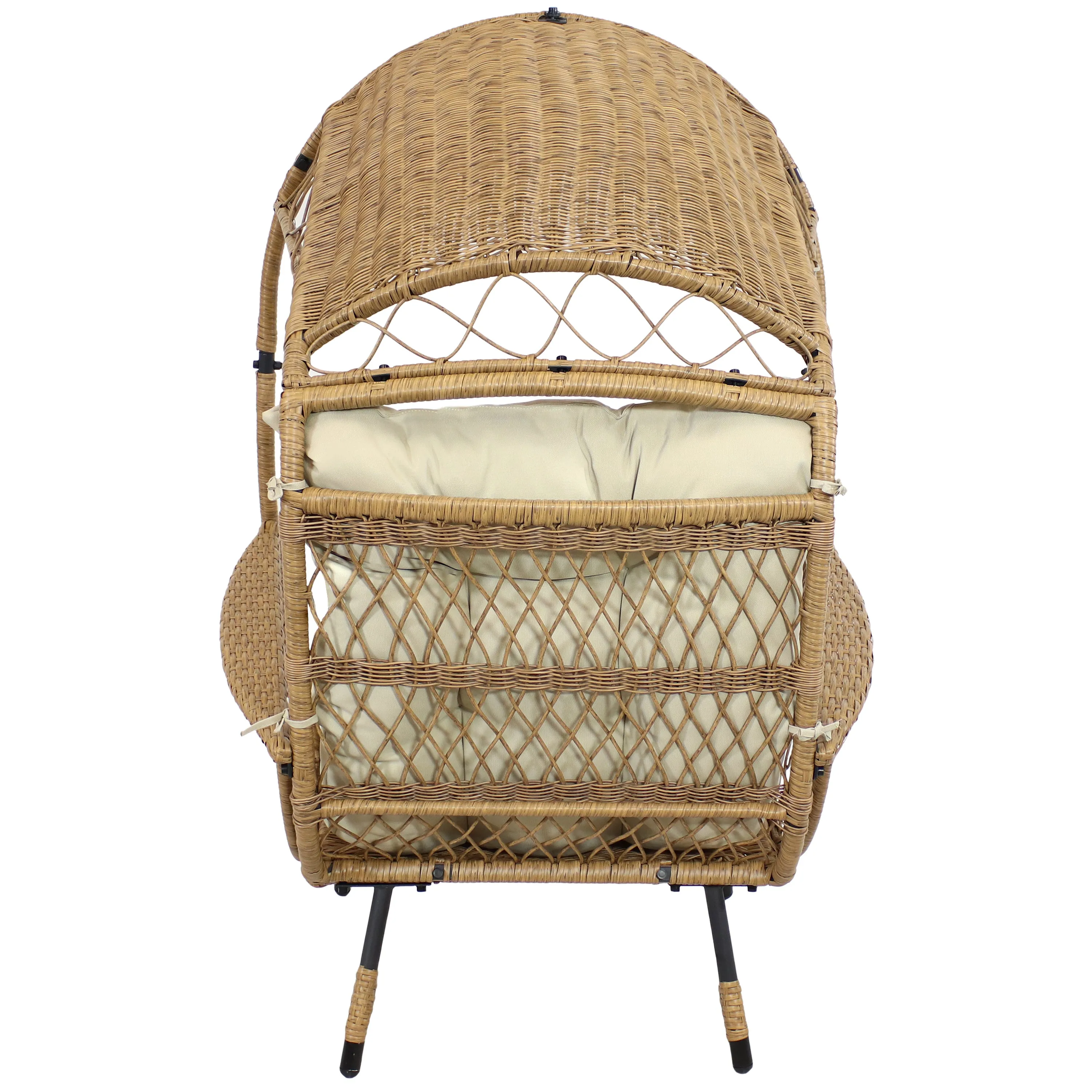 Sunnydaze Shaded Comfort Wicker Outdoor Egg Chair with Legs - 56.5" H