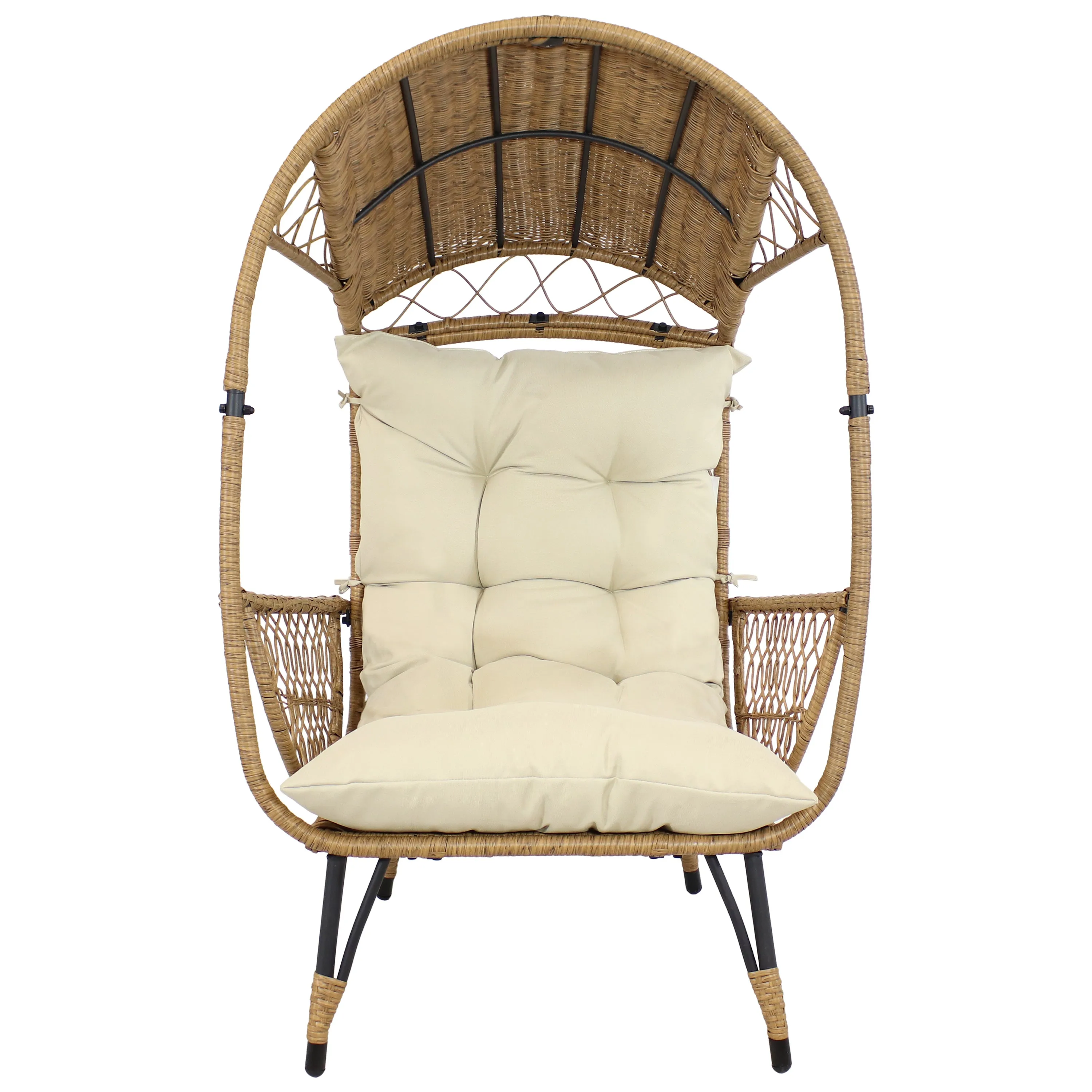 Sunnydaze Shaded Comfort Wicker Outdoor Egg Chair with Legs - 56.5" H