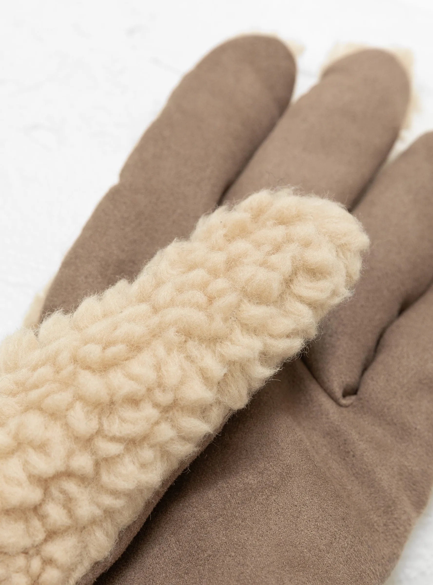 Teddy 5 Finger Glove Beige & Wine