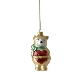 Teddy Bear Hinged Glass Trinket Box Ornament