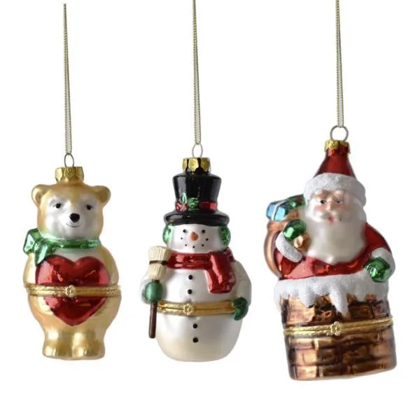 Teddy Bear Hinged Glass Trinket Box Ornament