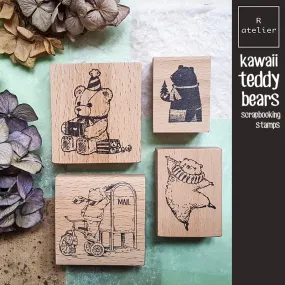 teddy bear kawaii Scrapbooking Wooden Stamp