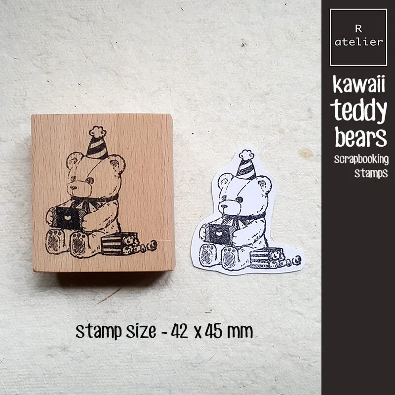 teddy bear kawaii Scrapbooking Wooden Stamp