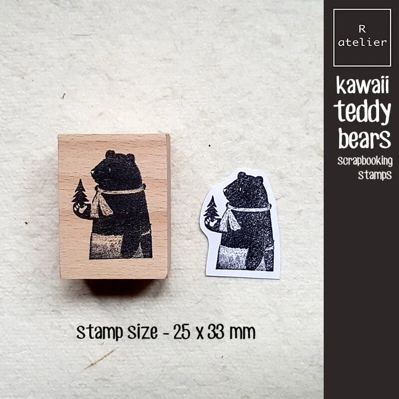 teddy bear kawaii Scrapbooking Wooden Stamp