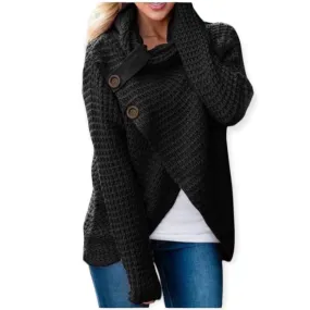 Textile Cowl Neck Cardigan