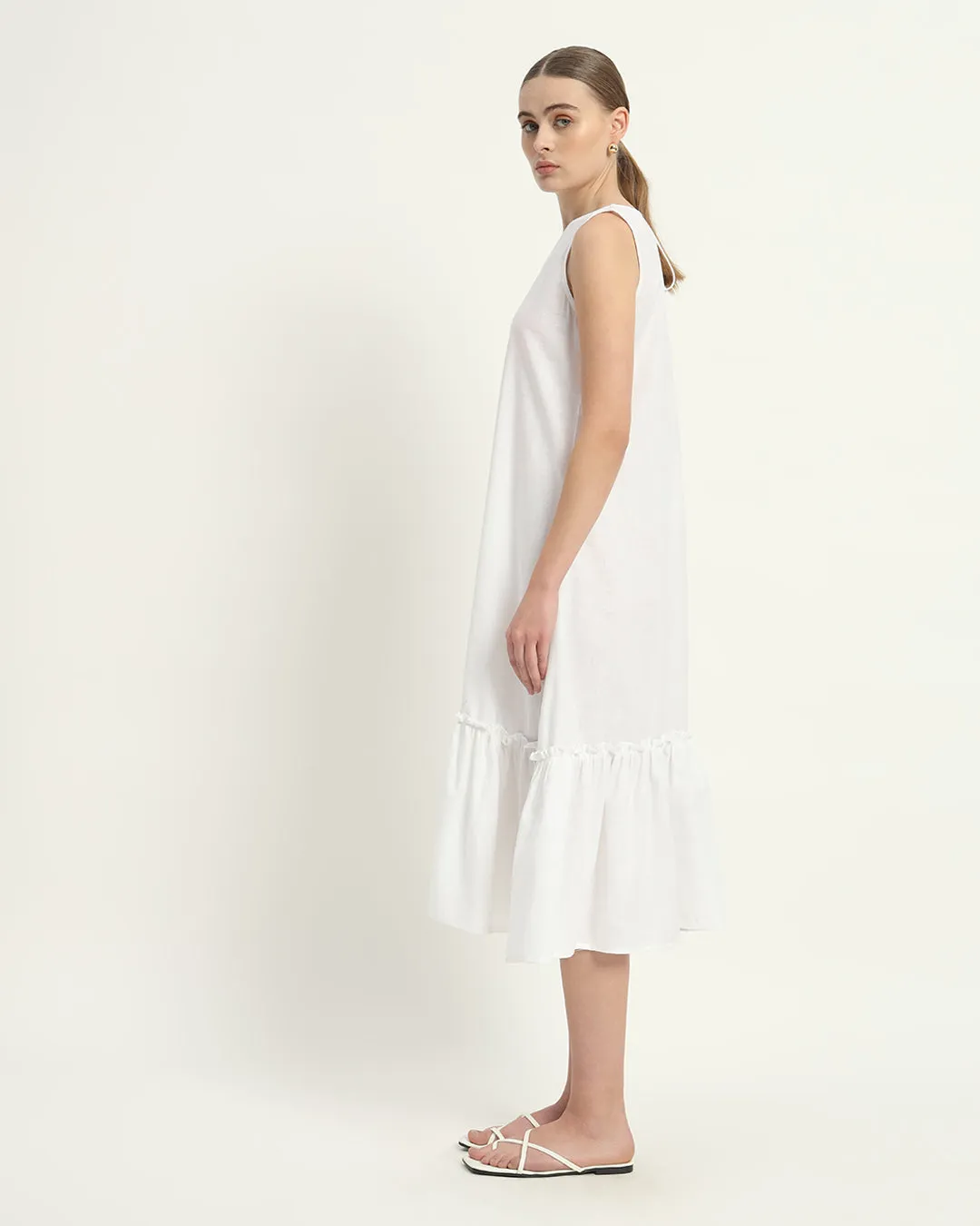 The Millis Daisy White Linen Dress