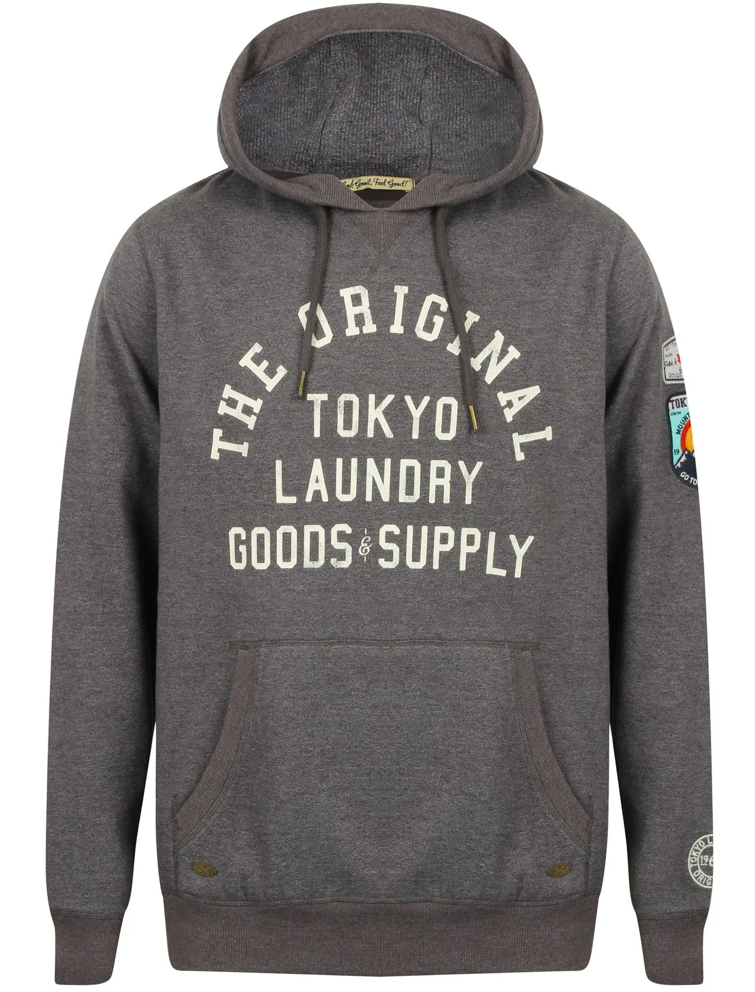 Timberfield Pullover Hoodie With Patches In Charcoal - Tokyo Laundry