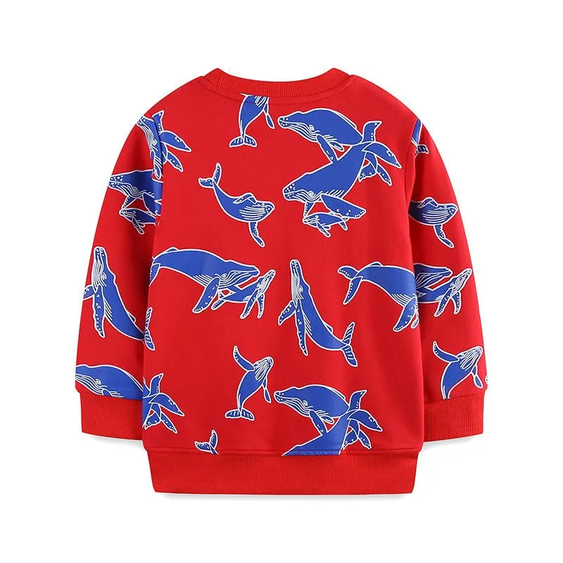 Toddler/Kid Boy's Ocean World Print Design Red Sweatshirt