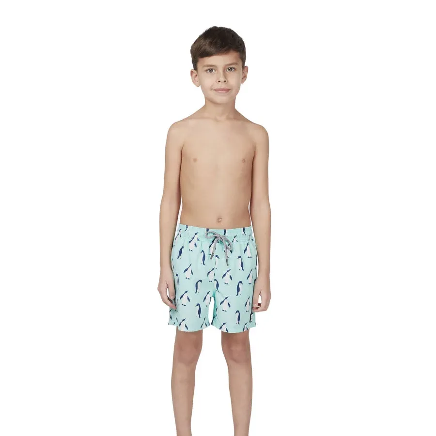 Tom & Teddy Penguin Boys Swim Shorts PENSB-J - Soft Blue