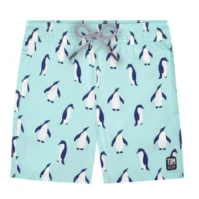 Tom & Teddy Penguin Boys Swim Shorts PENSB-J - Soft Blue